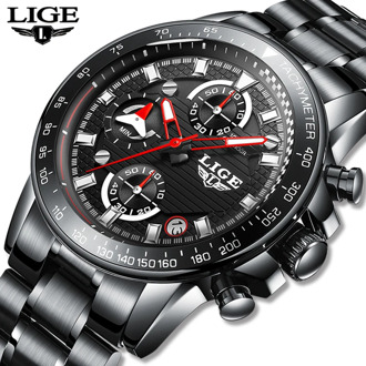 2020 LIGE Mens Watches Top Brand Luxury Fashion Business Quartz Watch Men Sports Watch Waterproof Black Clock Relogio Masculino