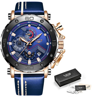 2020 LIGE Mens Watches Top Brand Luxury Fashion Military Quartz Watch Men Leather Waterproof Sport Chronograph Relogio Masculino