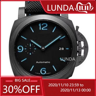 2020 Luxury Brand New Men Automatic Mechanical Sapphire Black Canvas Leather Stainless Steel 1950 3 Days Watches Luminous Blue