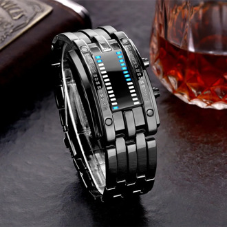 2020 Luxury Men's Luxury Watch Lovers Men Women Stainless Steel Blue Binary Digital LED Bracelet Sport Watches Casual Watches