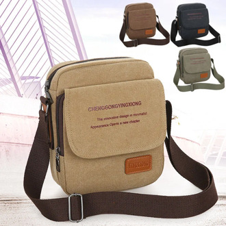 2020 men's canvas khaki shoulder bag fashion business casual multifunctional small flap travel messenger messenger bag men