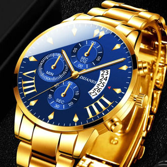 2020 Men's Fashion Watches Luxury Gold Stainless Steel Quartz Wrist Watch Men Business Casual Calendar Clock relogio masculino