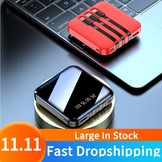 2020 Mini Power Bank 10000mah 20000mah 2.1A Fast Charging Three-line Charger QC 3.0 PoverBank External Battery For Xiaomi Mi