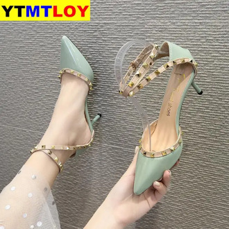 2020 New 8cm/6cm Pumps Fashion Rivet Ladies Pointed Shallow Mouth High Heel Single Shoes Women's Summer Style Sandals Gladiator
