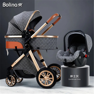 2020 New Baby Stroller 3 in 1 High Landscape Reclining Baby Carriage Light Foldable Bassinet Cradel