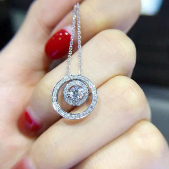 2020 New Design S925 Silver Round Pendant Necklace for Women Removable Zircon Pendant Sweater Clavicle Chain Banquet Necklace