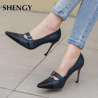 2020 New Fashion Sexy Thin High Heels Office Lady Pumps Woman Shoes Slip-On Spring Retro Pumps Women