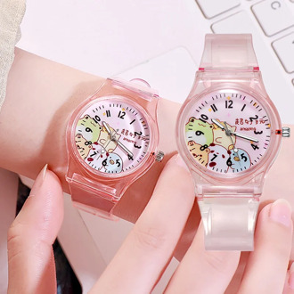 2020 New Fashion Small Fresh And Simple Cute Children's Cartoon Digital Transparent Watchband Girls Electronic Quartz Watch