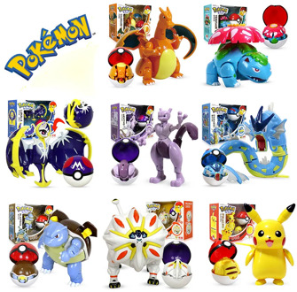 2020 new Figure Pokemon Pikachu Charizard Gyarados Blastoise toy Pokemon Pocket Elf Ball Manual Deformation Robot Elf Baby Set