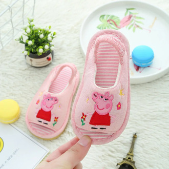 2020 New Genuine Peppa Pig Plush Toy Girl Shoes Spring Four Seasons Kids Slippers Linen Indoor Slip-proof Shoes George Hot Toys