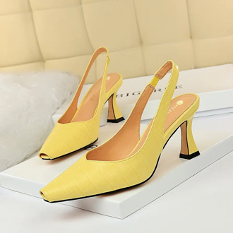 2020 new High Heels Shoes Women slingback Pump fashion Slip on back strap Slide hollow zapatos de mujer green yellow black white