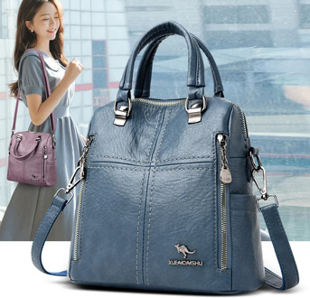 2020 New High Quality Leather Backpack Women Shoulder Bags Multifunction Travel Backpack School Bags for Girls Bagpack mochila