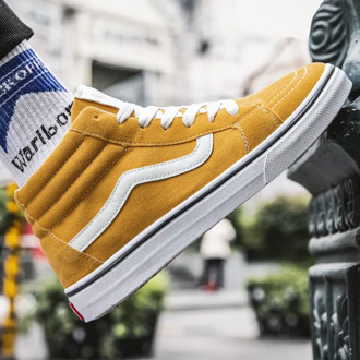 2020 New high top classic yellow Vulcanized shoes women skateboarding shoes top quality men black white canvas shoes