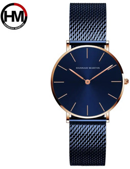 2020 NEW Japan Quartz Movement Waterproof Blue Ladies Wristwatch Stainless Steel Band Simple Design Classic Watches for Women