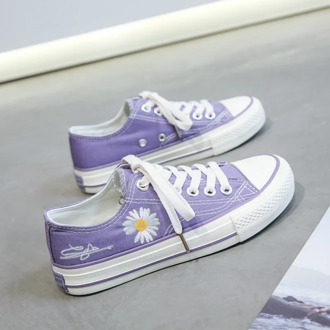 2020 new Korean Style Ulzzang Daisy Canvas Shoes for Women 45 White Black Yellow Green Purple Color sneakers women