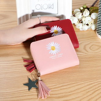 2020 new Korean wallet short paragraph Su Liu daisy card holder wallet short cute small coin purse women