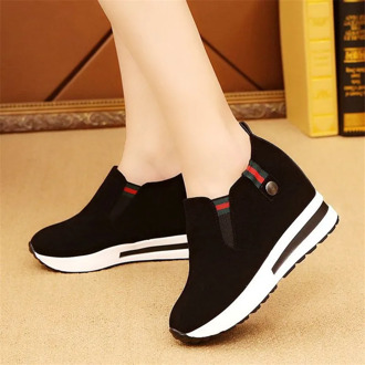 2020 new ladies casual black female sports shoes casual thick-soled shoes breathable increased shoesZH100712