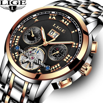 2020 New LIGE Brand Watch Men Top Luxury Automatic Mechanical Watch Men Stainless Steel Clock Business Watches Relogio Masculino