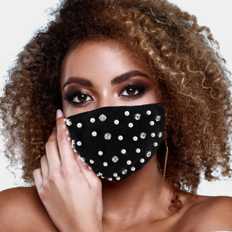 2020 New Luxury Pearl Rhinestone Cotton Decoration Mask Face Accessories for Women Fashion Warm Autumn Winter Dust Mask Jewelry