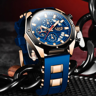 2020 New Men Watches LIGE Top Brand Luxury Blue Silicone Quartz Watch Men Fashion Waterproof Sport Wrist Watch Relogio Masculino