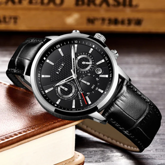 2020 New Mens Watches LIGE Top Brand Luxury Leather Casual Quartz Watch Men Sport Waterproof Clock Black Watch Relogio Masculino