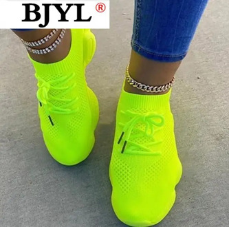 2020 New Mesh Platform Sneakers Women Casual Shoes Fashion Shallow Low Comfort Tenis Shoes Woman Sock Sneakers Zapatos Mujer