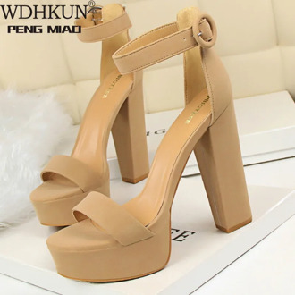 2020 New Office Spring Autumn Platform High Heels Women Fashion High Heels 13.5cm Heels Flock Platform Pumps Party Wedding Shoes