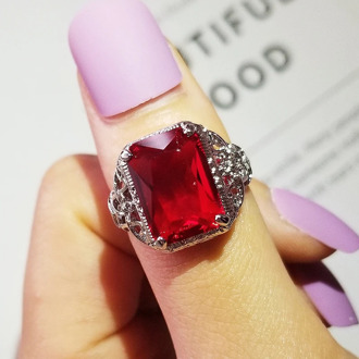 2020 new retro red color 925 sterling silver engagement ring for women lady anniversary gift jewelry wholesale R5467