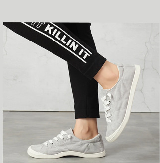 2020 new Shoes Woman Gray Canvas Sneakers Lace Up Shoes Flat Loafers Comfortable Vulcanize Shoes Casual