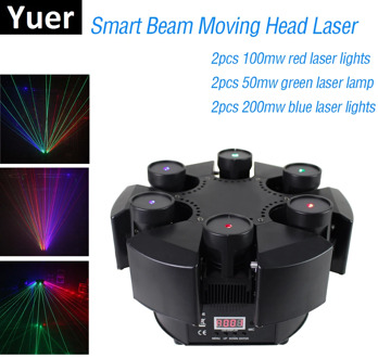 2020 New Smart 6 Heads Moving Head Beam Laser Light RGB Floral Color Laser Light Projector Unlimited Rotating Disco Laser Light