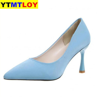 2020 New Spring Women Kitten Heels Pumps Designer Low High Stiletto Big Size Dress Wedding Shoes Blue Beige Black Heels