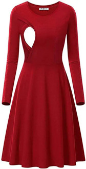 2020 New Style for Autumn and Winter Solid Color Stitching Nursing Wear Dresses for Pregnant Women Simple Temperament Dress