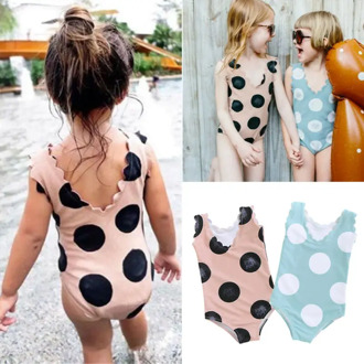 2020 New Summer Kids Baby Girls Polka Dots Swimwear Bikini Swimsuit Swimming Clothes Push Up Monokini One Pieces Swimsuit