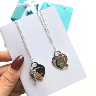 2020 New TIF 18K gold plated Necklaces Sterling Necklace Jewelry Silver 925 Key pendant love Heart pendant Necklaces