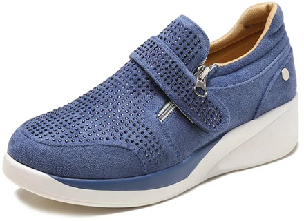 2020 New Unisex Fashion Sneakers Women Shoes Plus Size 43 Glitter Crystal Sneakers Platform Comfort Blue Gold Silver Black Shoes