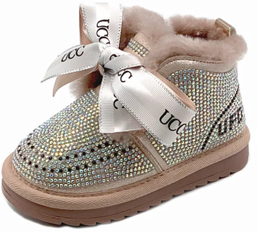 2020 New Winter Girls Boots Rhinestone Princess Warm Plush Cotton Kids Shoes Non-slip Fashion Toddler Baby Shoes