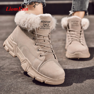 2020 New Winter Sneakers With Fur Plush Platform Snow Boots Casual Shoes Woman Retro High Top Sneakers Female basket femme
