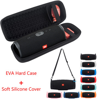 2020 Newest EVA Hard Case Travel Carrying Zipper Storage Bag + Soft Silicone Case Cover for JBL Charge 4 Bluetooth Speaker