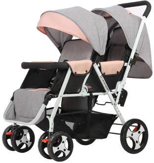 2020 Newest Twin Baby Strollers Lightweight Folding Front Rear Reclining Trolley Baby Double Stroller For Kids Can Lie Flat