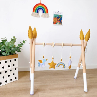 2020 Nordic Style Baby Gym Play Wood Nursery Ring-pull Toy Wooden Gym Felt Toys For Baby Boy Girl Nordic Natural Wooden Gym Play
