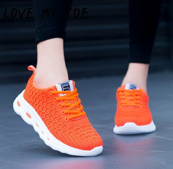 2020 Orange Casual Fly Air Mesh Breathable Sneakers Chaussure Femme Sport Platform Ladies Trainers Shoes For Women Zapatos Mujer