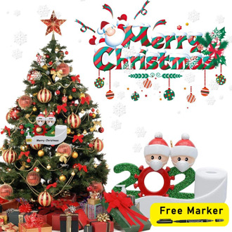 2020 Quarantine Christmas Tree Decoration Gift Personalized Hanging Ornament Pandemic -Social Distancing Santa Claus with Mask