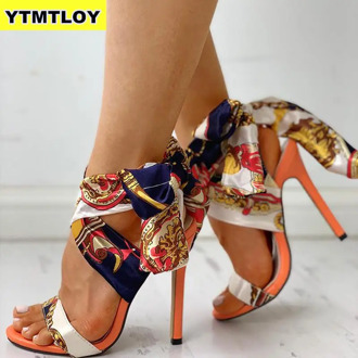 2020 Ribbon Summer Luxury High Heels New Women Pumps Comfort Shoes Sandals Sexy Party Female Peep Toe Gladiator Rome Leisure