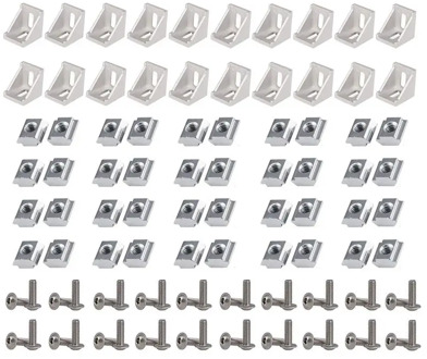 2020 Series Aluminum Profile Connector Set, 20pcs Corner Bracket,40pcs M5 x 10mm T-slot Nuts, 40pcs M5x10mm Hex Socket Cap Screw