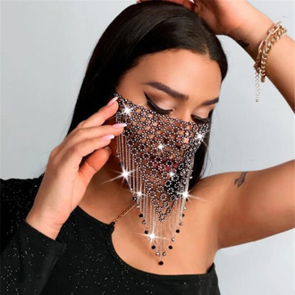 2020 Sexy Diamond Face Decor Jewelry Adjustable Glitter Mouth Mask Sparkly Rhinestone Face Bandana Party Gift