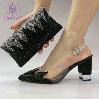 2020 Sexy Women Shoes and Bag to Match in Black Color Nigerian Lady Shoes and Hand Bag Set for Wedding Party