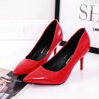 2020 Sexy Women Shoes Red Pointed Toe Pumps Patent Leather Dress Shoes High Heels Boat Shoes Wedding Shoes Zapatos Mujer 8cm