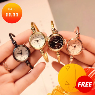 2020 Small Gold Bangle Bracelet Luxury Watches Stainless Steel Retro Ladies Quartz Wristwatches Fashion Casual Women Dress Watch