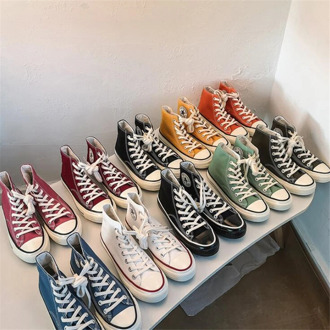 2020 Spring Autumn High Top Flats High Quality Classic Women Canvas Shoes Female Athletic Sneakers Women Vulcanized Casual Shoes