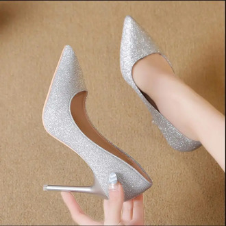 2020 Spring NEW Silver High Heels Women Pumps Pointed toes Shoe Woman Single Shoes Slip-On Female Glitter Bling Black Gold